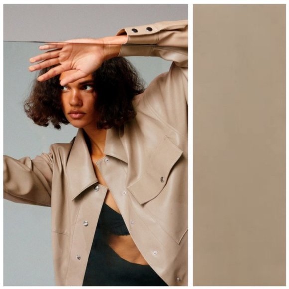 NWT Blogger Favorite ZARA Faux Leather Overshirt Shirt Jacket Lined Shacket Coat - Picture 11 of 12